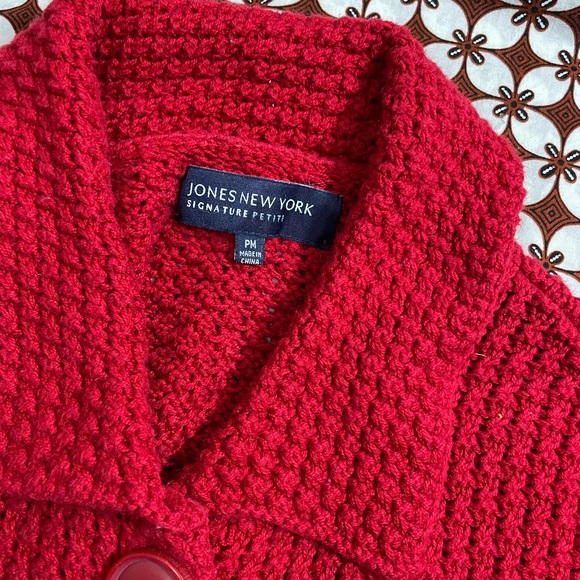 Jones New York Red knit cardigan - Picture 3 of 8